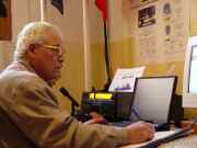 Paul Asciak, 9H1-JT, manages the log during QSOs.