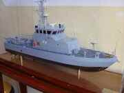 A model of the new generation Maritime Squadron patrol boat of the Protector class, P-51, presented to the unit by the boat's manufacturers.