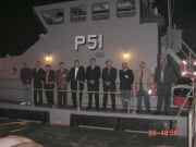 Sponsors and radio hams visit the P-51 Protector class patrol boat.