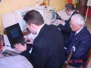 Silvio busy on our e-log, laptop PC with acknowledgements to Ray 9H1-EI.